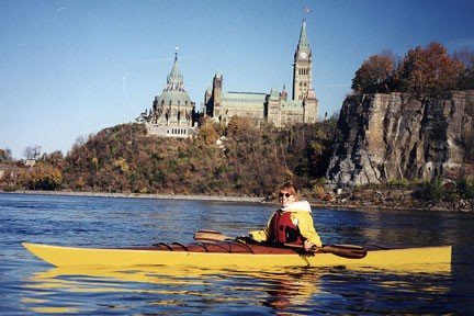 Kayaking in front of the Canadian Parliament